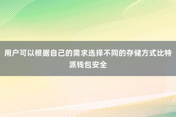 用户可以根据自己的需求选择不同的存储方式比特派钱包安全