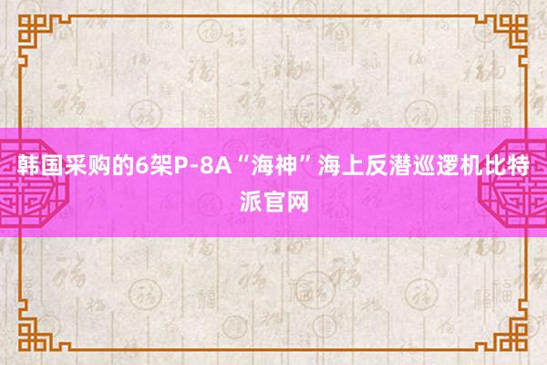 韩国采购的6架P-8A“海神”海上反潜巡逻机比特派官网