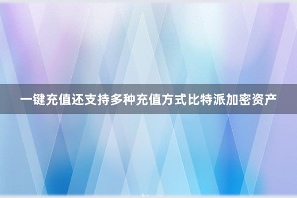 一键充值还支持多种充值方式比特派加密资产